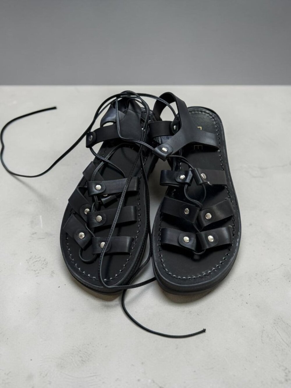 RAYE Black Leather Laceup Sandals Size 6.5 NEW NIB